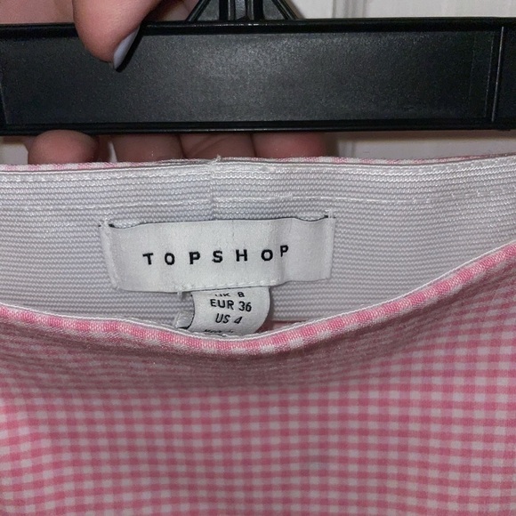 Topshop NWT Pink Gingham Mini Skirt Sz 4 - Picture 5 of 6